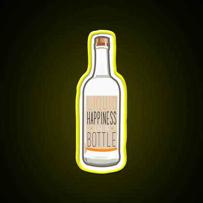 Liquid Happiness In A Bottle Vodka Bottle Flat Beer Bar Decor Led Neon Sign Rgb Color - LED neon sign view 7