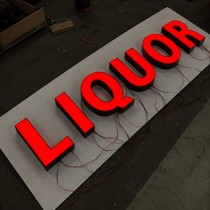 LIQUOR Custom Frontlit And Backlit Channel Letter Led Light Sign - Shineneon
