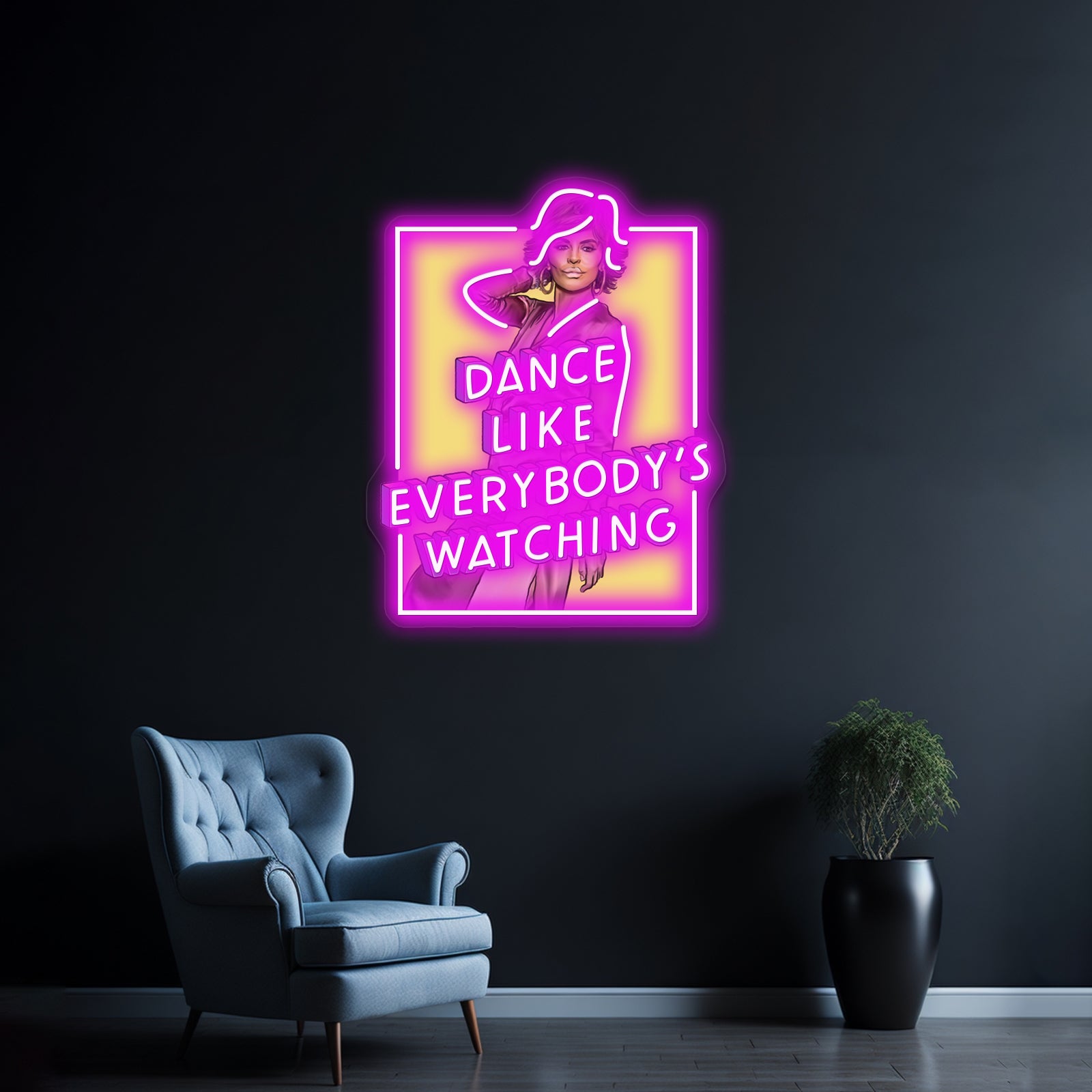 Lisa Rinna Dancing On The Tables Artwork Led Neon - LED neon sign close-up detail