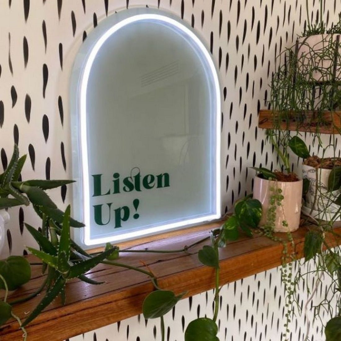 Listen Up Mirror Led Sign Business Neon Sign - Shineneon