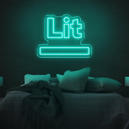 Lit Blue-Green Led Neon Sign For Modern Bedroom Wall Ambiance | Shineneon