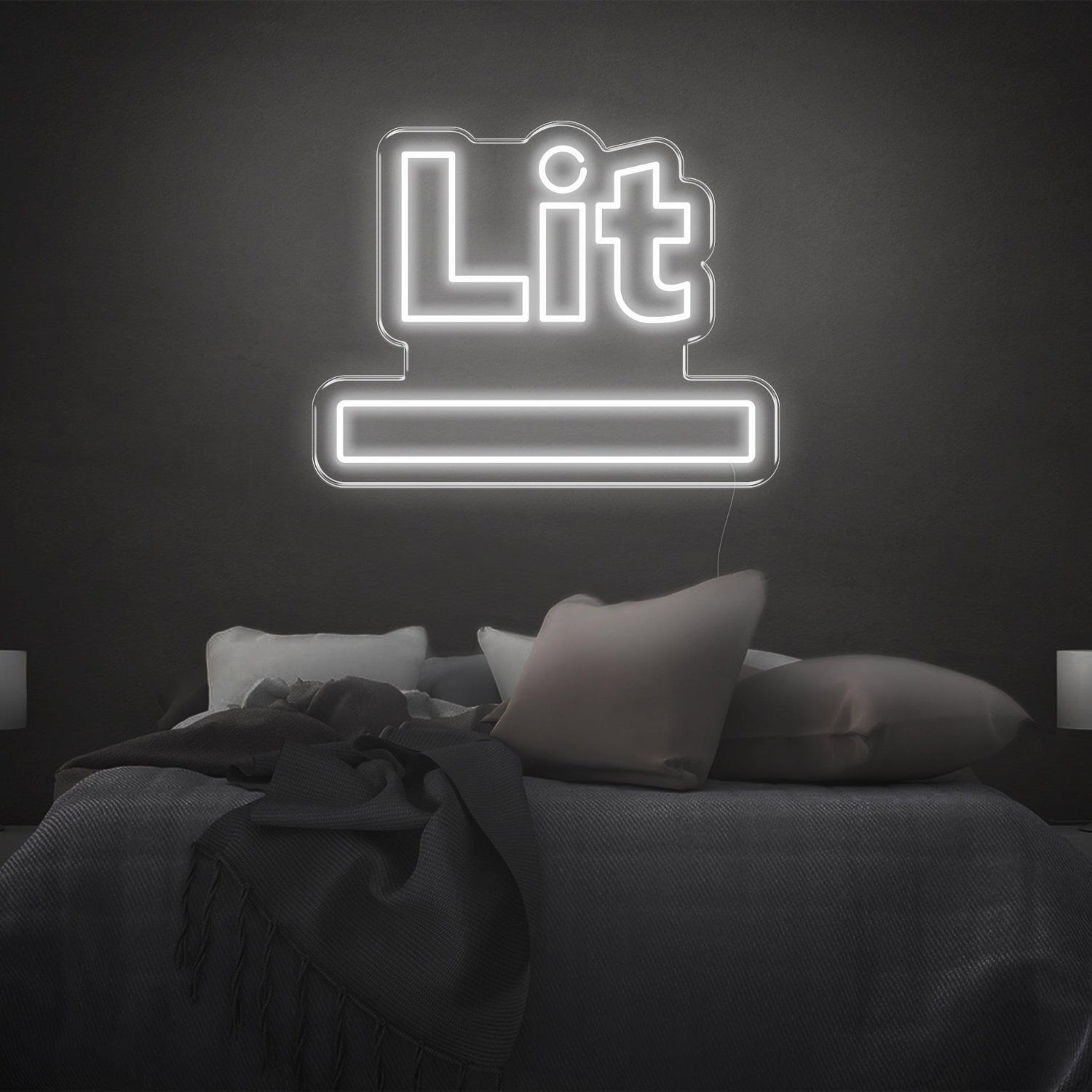 Lit Blue-Green Led Neon Sign For Modern Bedroom Wall Ambiance | Shineneon