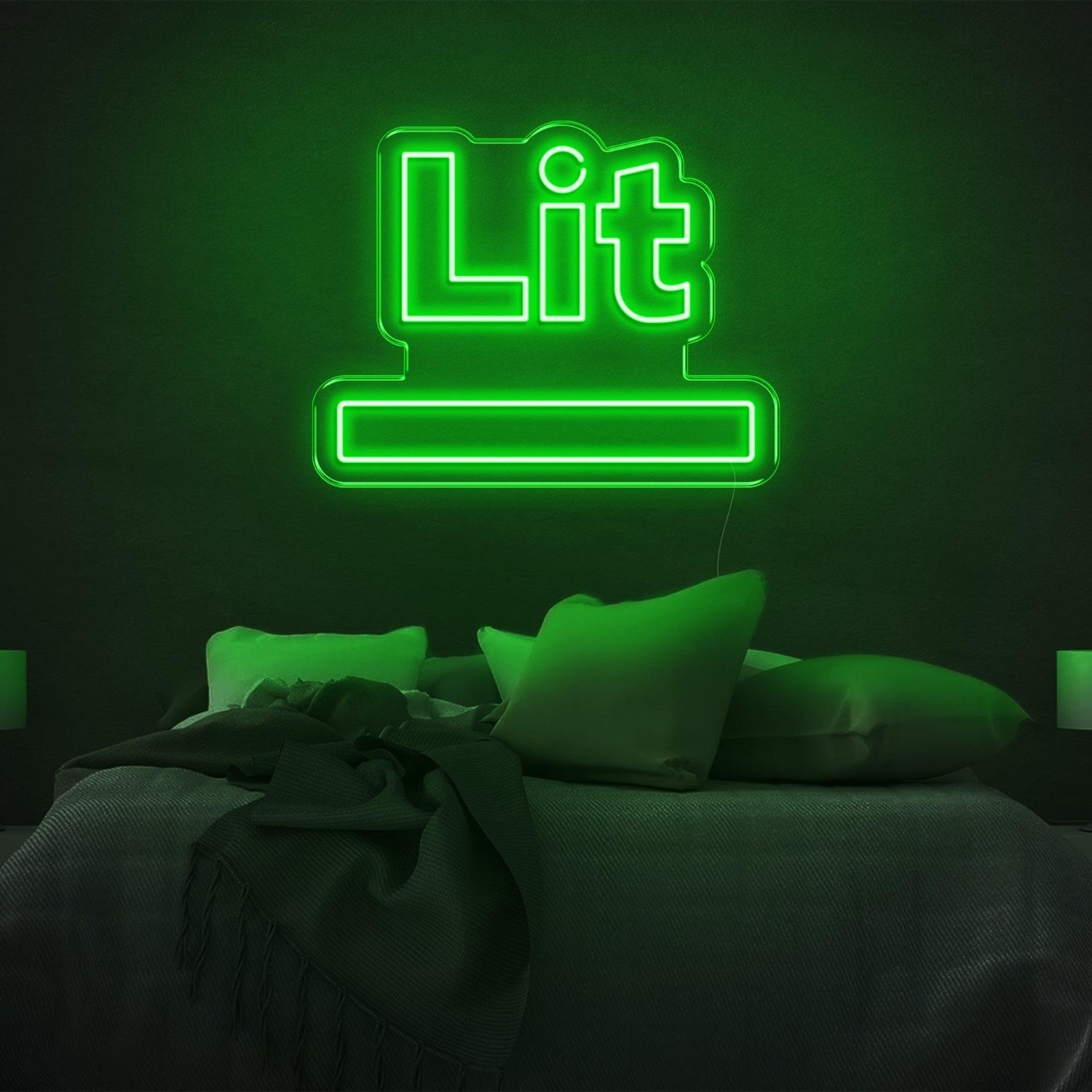 Lit Blue-Green Led Neon Sign For Modern Bedroom Wall Ambiance | Shineneon