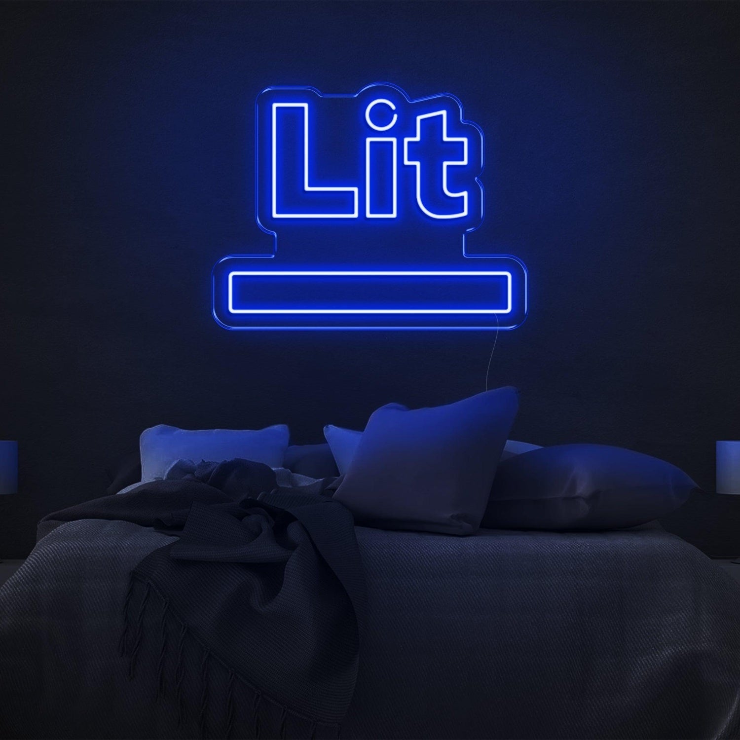 Lit Blue-Green Led Neon Sign For Modern Bedroom Wall Ambiance | Shineneon
