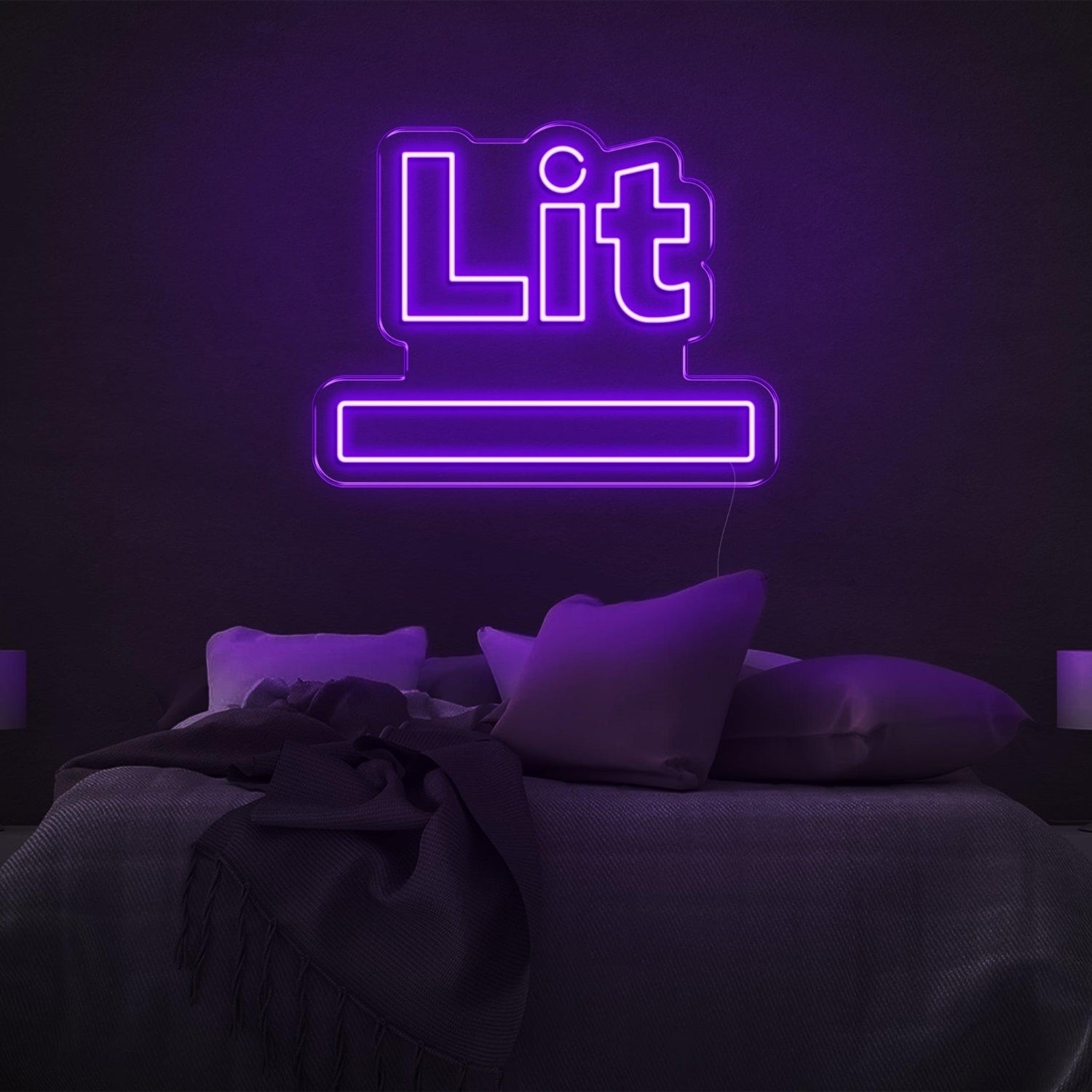 Lit Blue-Green Led Neon Sign For Modern Bedroom Wall Ambiance | Shineneon