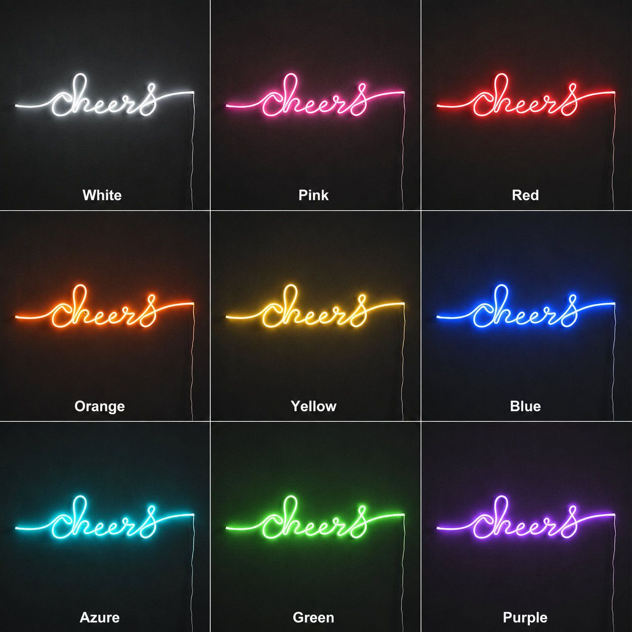 Lit Cheers Sign LED Neon LED Neon Sign color grid