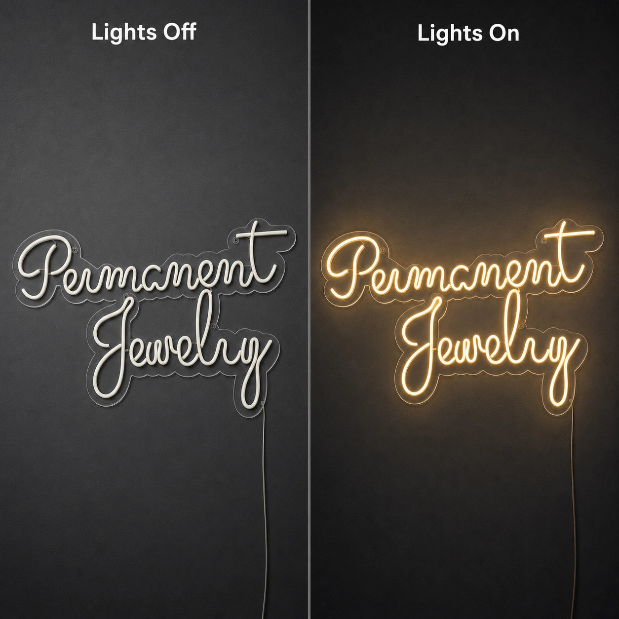 Lit Get LED Neon Sign Home Garage Wall Decoration day and night comparison