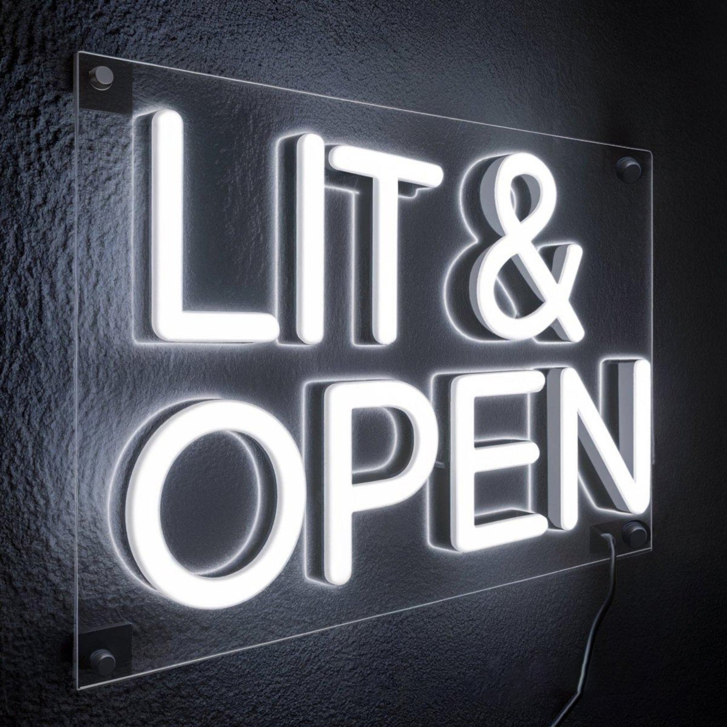 Lit Open Led Neon Sign Pink-Purple Backlit Modern Bar Decor | Shineneon