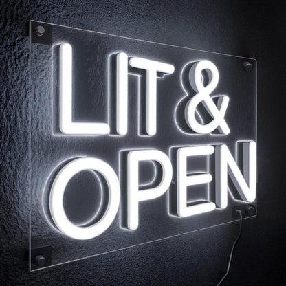 Lit Open Led Neon Sign Pink-Purple Backlit Modern Bar Decor | Shineneon