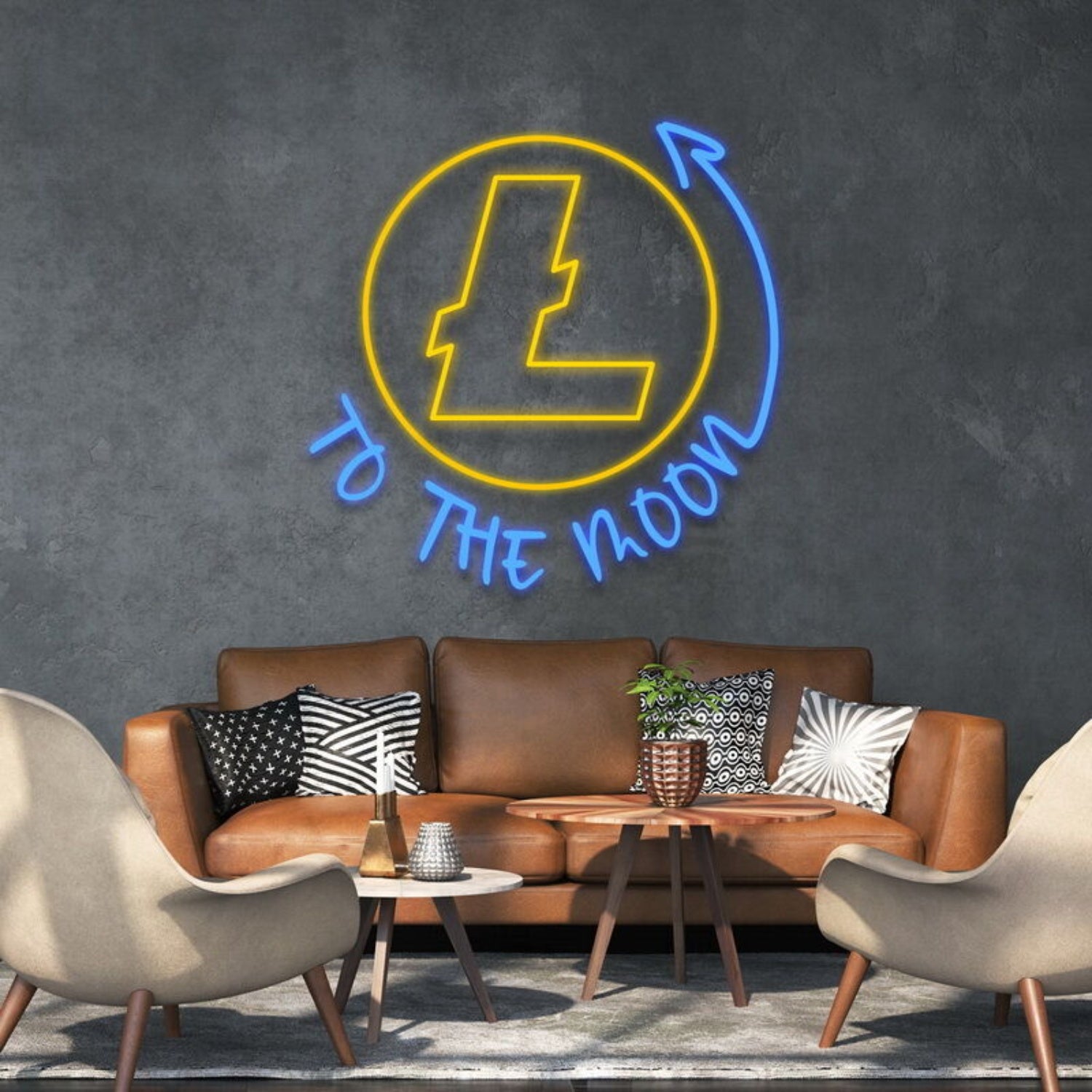 Litecoin To The Moon Sign Led Neon Sign Celebrate Cryptocurrency | Shineneon