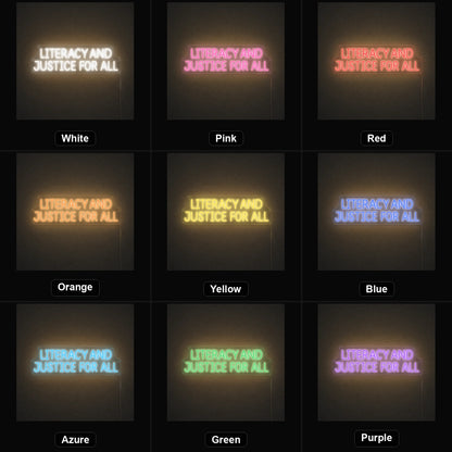 Literracy And Justice For All LED Neon Sign color grid