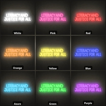 Literracy And Justice For All LED Neon Sign Garage Neon Sign - Shineneon