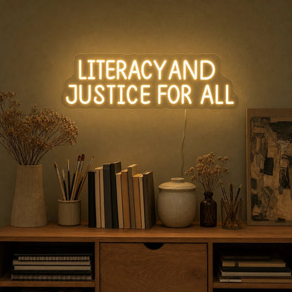 Literracy And Justice For All LED Neon Sign Garage Neon Sign - Shineneon