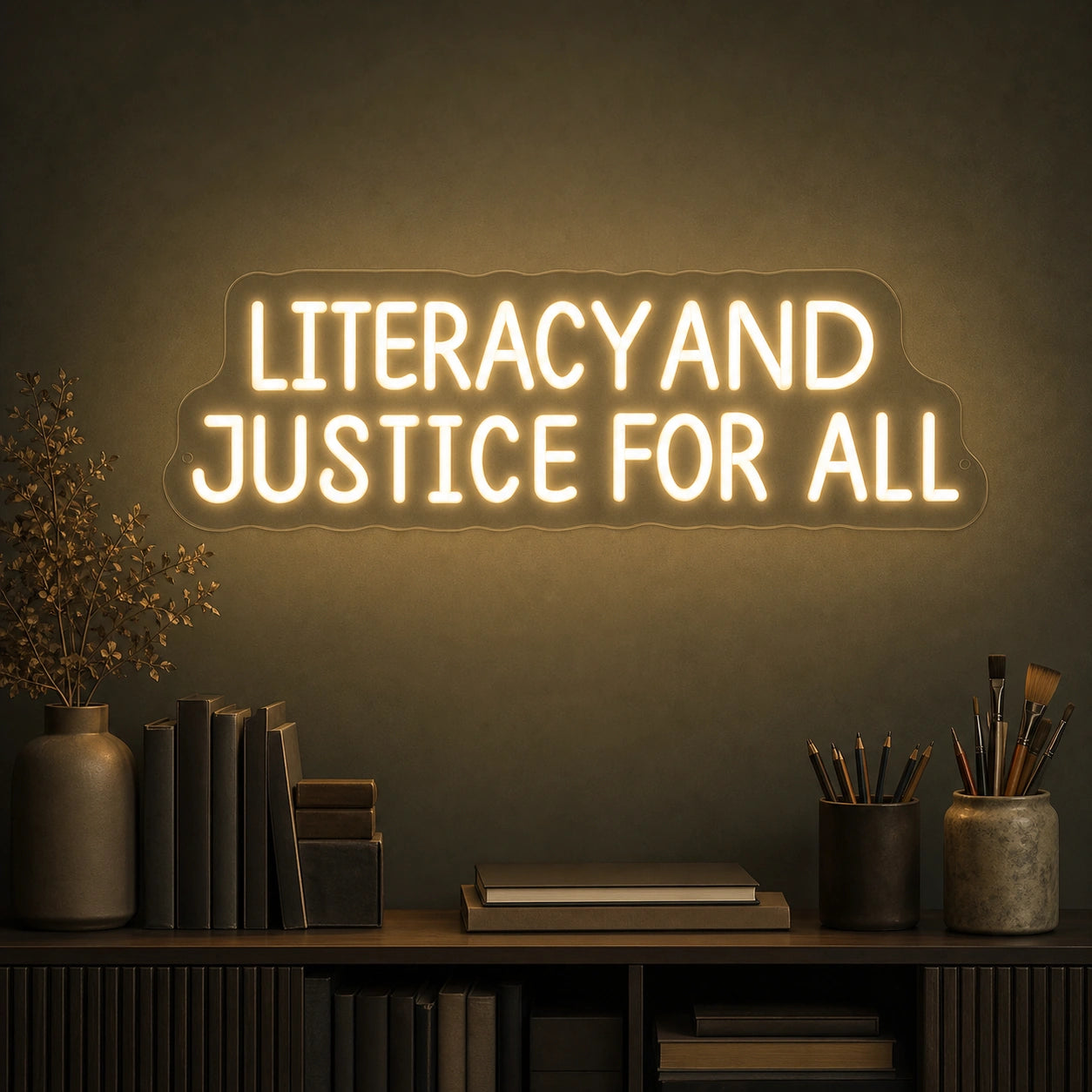 Literracy And Justice For All LED Neon Sign Home Garage Wall Decoration high-converting product image