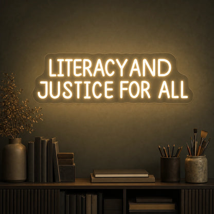 Literracy And Justice For All LED Neon Sign Home Garage Wall Decoration high-converting product image
