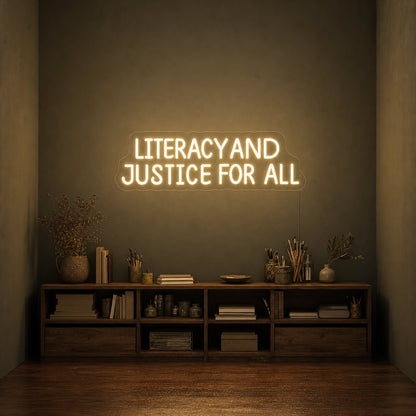 Literracy And Justice For All LED Neon Sign Home Garage Wall Decoration size image