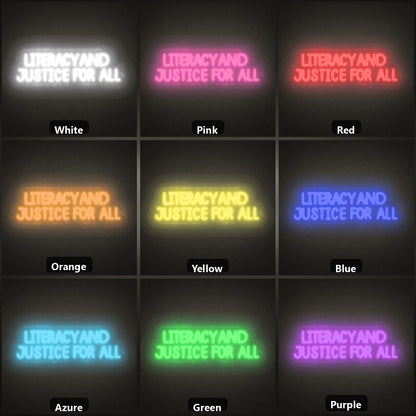 Literracy And Justice For All LED Neon Sign Home Garage Wall Decoration color grid