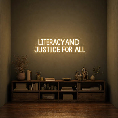 Literracy And Justice For All LED Neon Sign Home Garage Wall Decoration - Shineneon