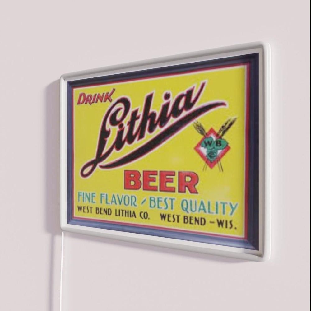 Lithia Beer Rgb Led Neon Sign - Neon sign mounted on wall in room