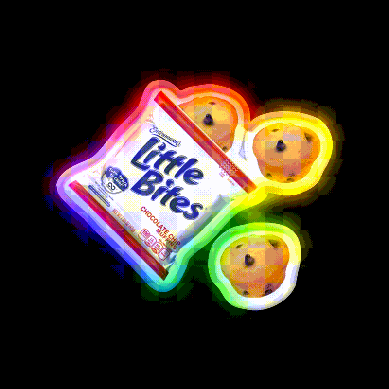 Little Bites Chocolate Chip Muffins Snack Food Led Neon Sign Rgb Color - LED neon sign close-up detail