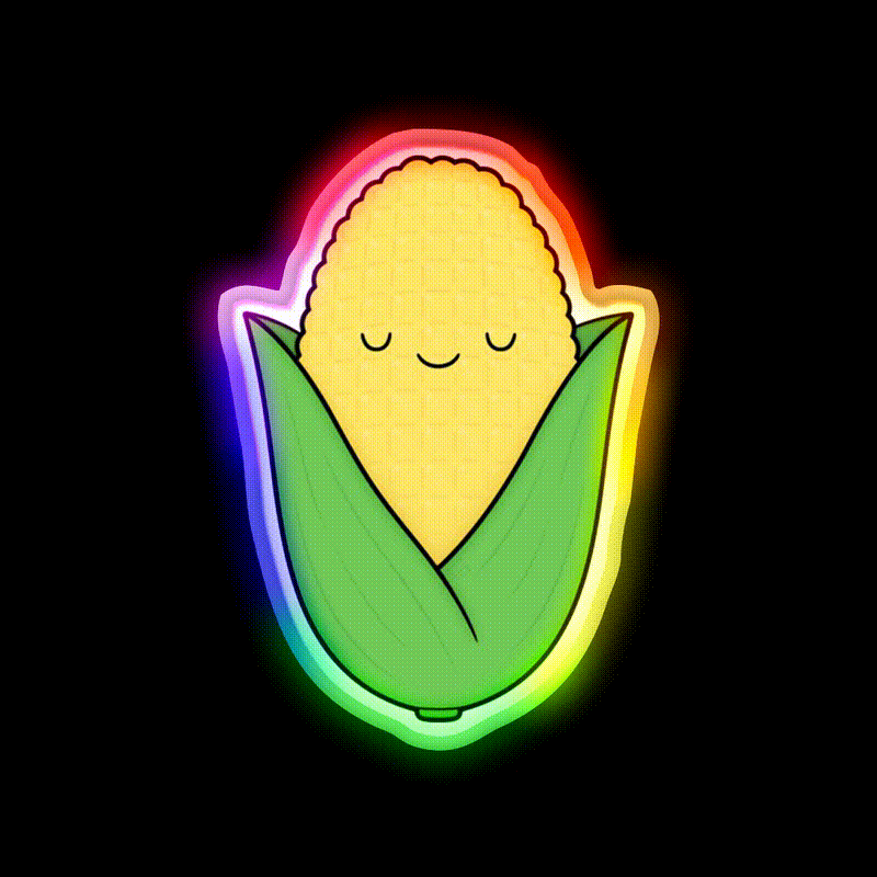 Little Corn Cob Snack Food Led Neon Sign Rgb Color - LED neon sign close-up detail