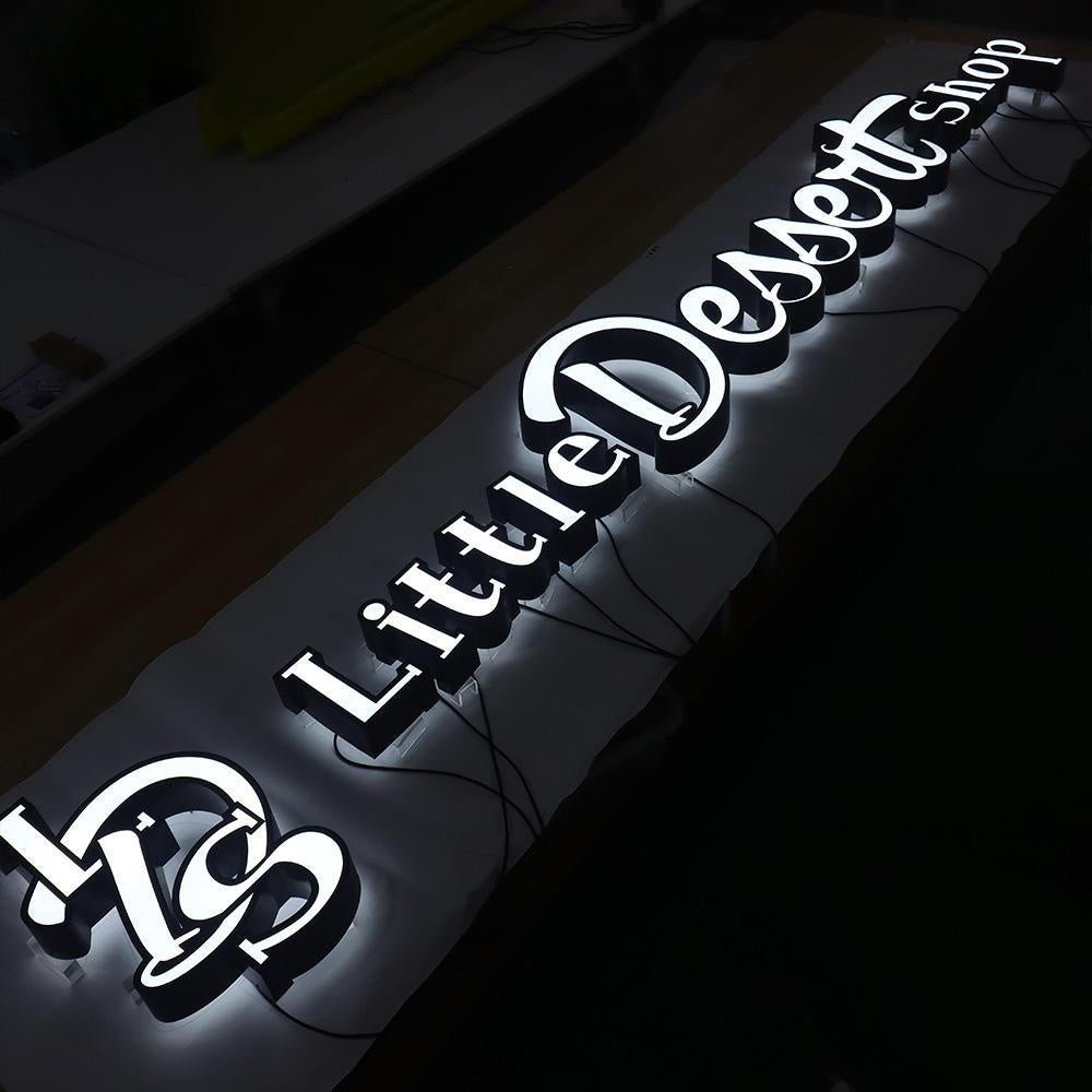 Little Dessert Shop With Logo 3D Frontlit Letters Metal Led Sign - Shineneon