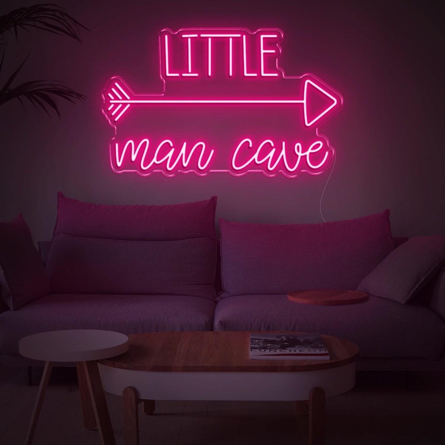 Little Man Cave Pink Led Neon Sign With Arrow For Indoor Decor | Shineneon