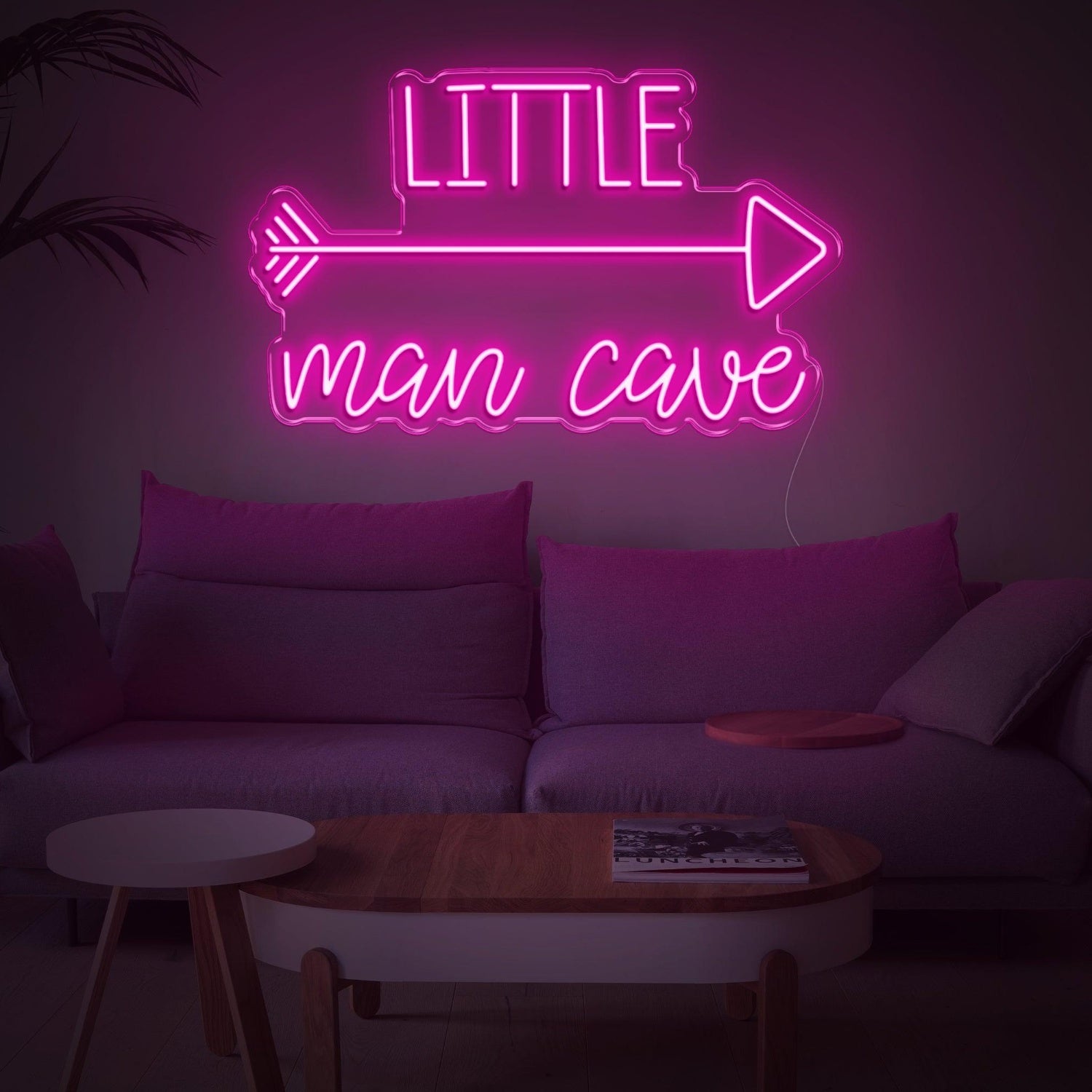 Little Man Cave Pink Led Neon Sign With Arrow For Indoor Decor | Shineneon