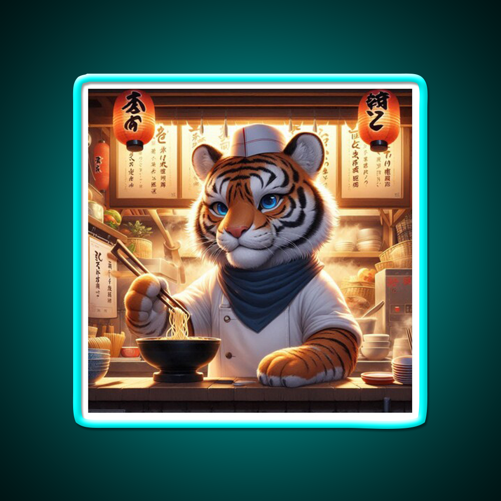 Little Ramen Chef Tiger Led Neon Sign Chinese Food Rgb Color