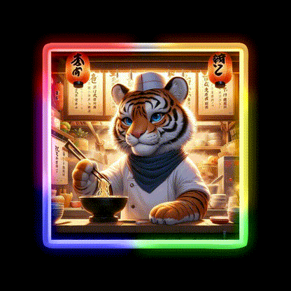 Little Ramen Chef Tiger Led Neon Sign Chinese Food Rgb Color