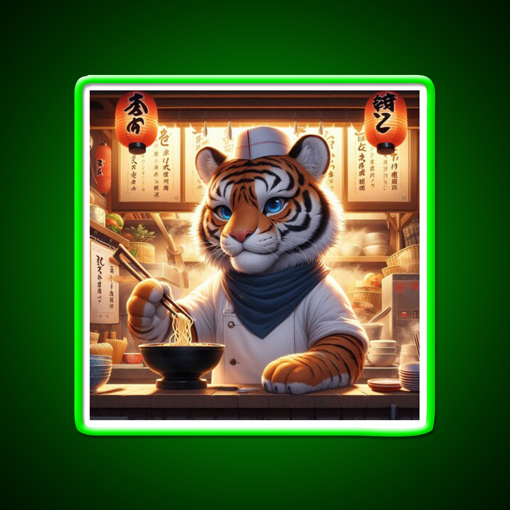 Little Ramen Chef Tiger Led Neon Sign Chinese Food Rgb Color