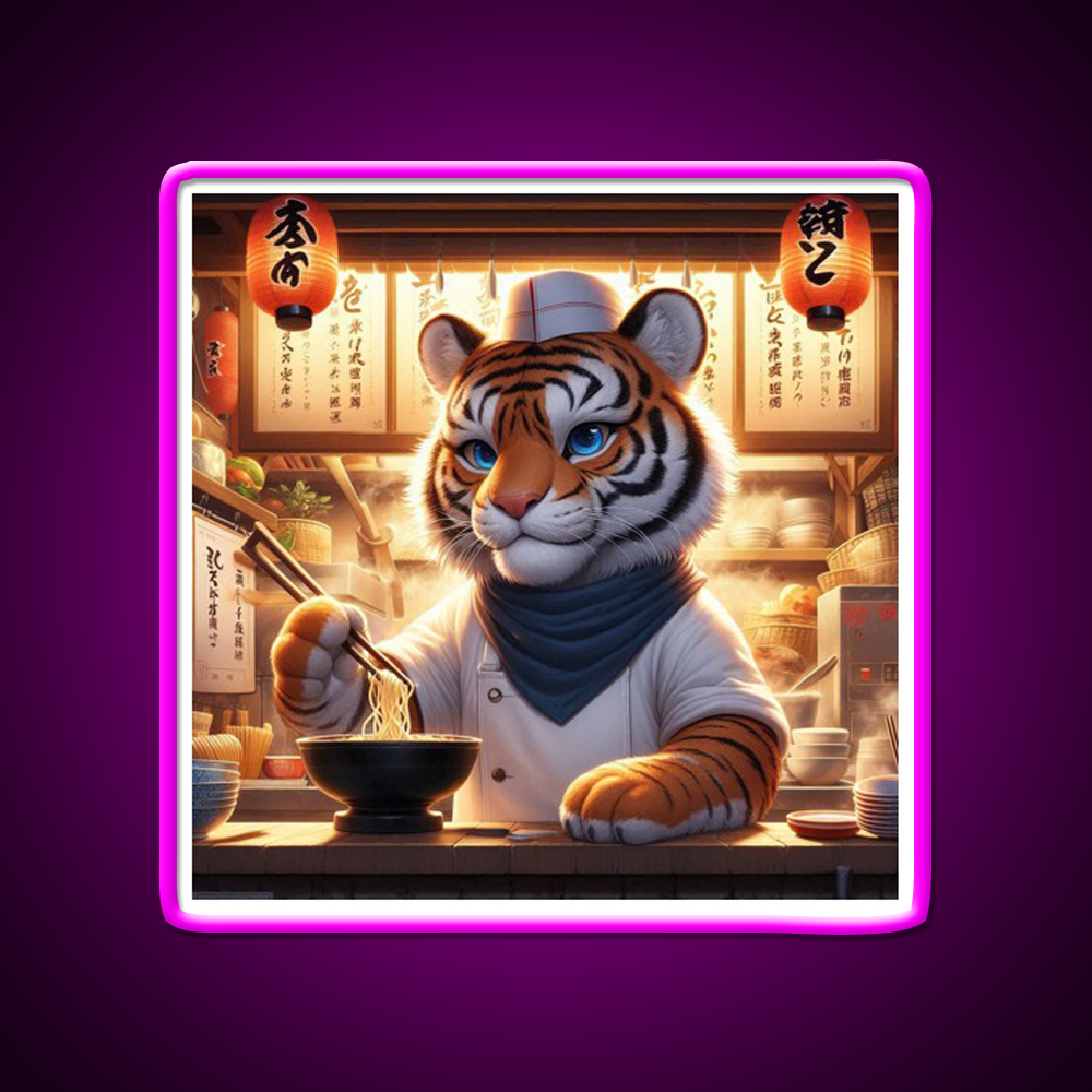 Little Ramen Chef Tiger Led Neon Sign Chinese Food Rgb Color