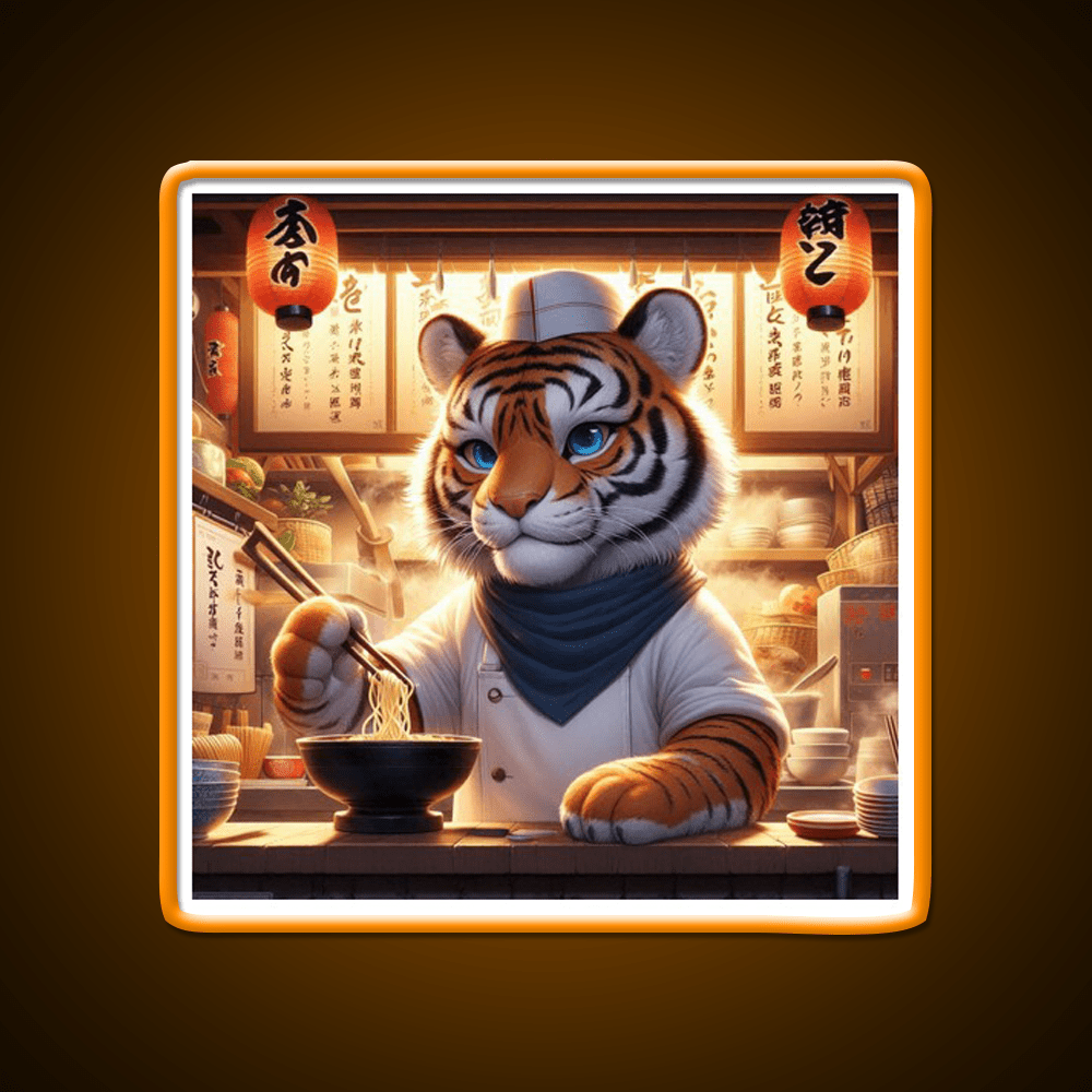 Little Ramen Chef Tiger Led Neon Sign Chinese Food Rgb Color - Shineneon