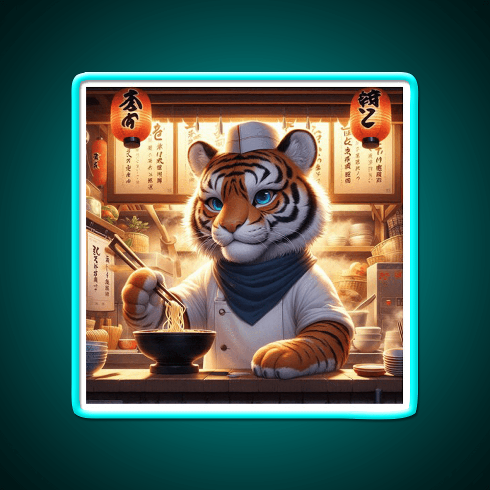 Little Ramen Chef Tiger Led Neon Sign Chinese Food Rgb Color - Shineneon