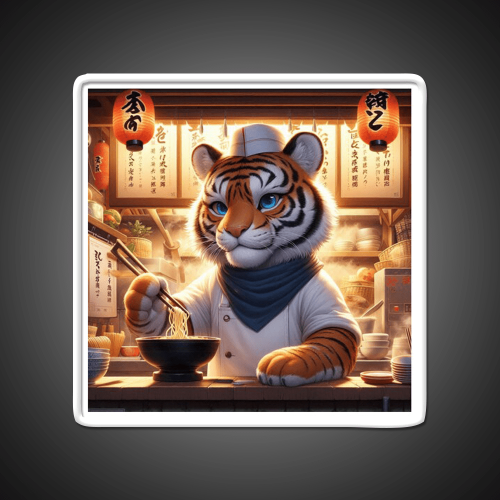 Little Ramen Chef Tiger Led Neon Sign Chinese Food Rgb Color - Shineneon
