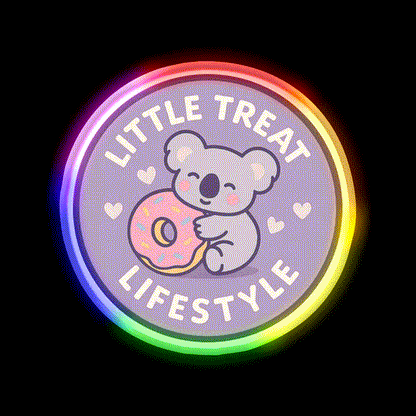 Little Treat Lifestyle Koala With Donut Snack Food Led Neon Sign Rgb Color - LED neon sign close-up detail