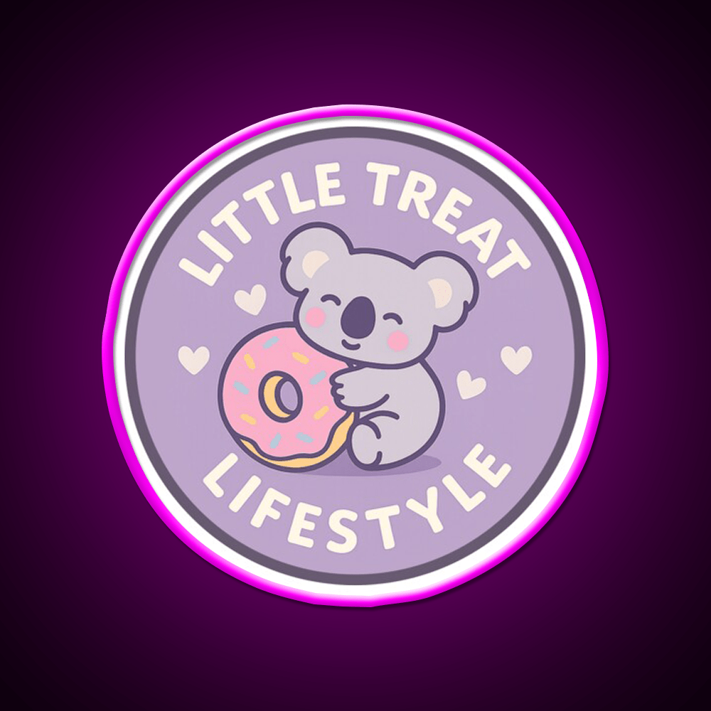 Little Treat Lifestyle Koala With Donut Snack Food Led Neon Sign Rgb Color - Shineneon