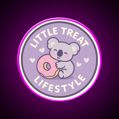 Little Treat Lifestyle Koala With Donut Snack Food Led Neon Sign Rgb Color - Shineneon