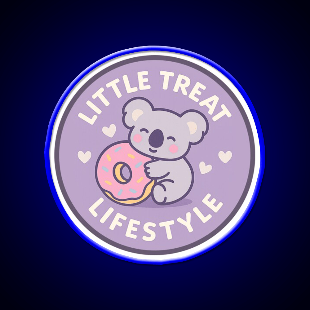 Little Treat Lifestyle Koala With Donut Snack Food Led Neon Sign Rgb Color - Shineneon