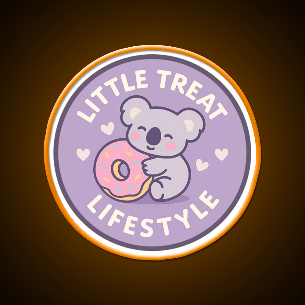 Little Treat Lifestyle Koala With Donut Snack Food Led Neon Sign Rgb Color - Shineneon