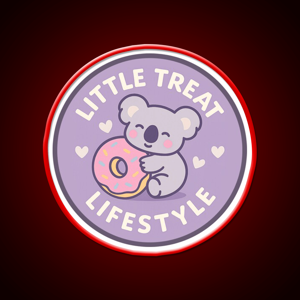 Little Treat Lifestyle Koala With Donut Snack Food Led Neon Sign Rgb Color - Shineneon