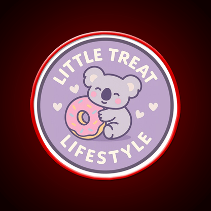 Little Treat Lifestyle Koala With Donut Snack Food Led Neon Sign Rgb Color - Shineneon