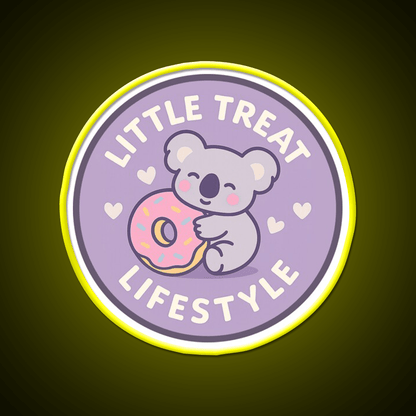 Little Treat Lifestyle Koala With Donut Snack Food Led Neon Sign Rgb Color - Shineneon