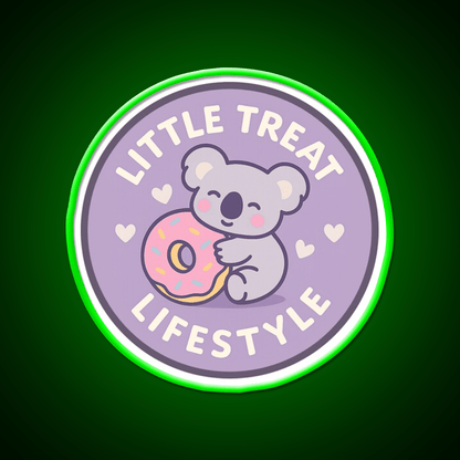 Little Treat Lifestyle Koala With Donut Snack Food Led Neon Sign Rgb Color - Shineneon