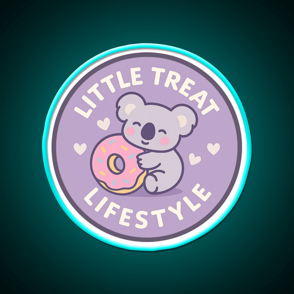 Little Treat Lifestyle Koala With Donut Snack Food Led Neon Sign Rgb Color - Shineneon