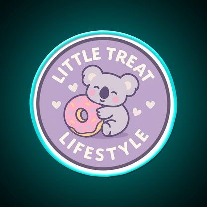 Little Treat Lifestyle Koala With Donut Snack Food Led Neon Sign Rgb Color - Shineneon