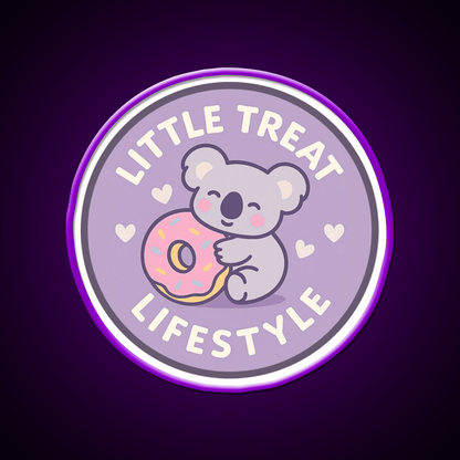 Little Treat Lifestyle Koala With Donut Snack Food Led Neon Sign Rgb Color - Shineneon
