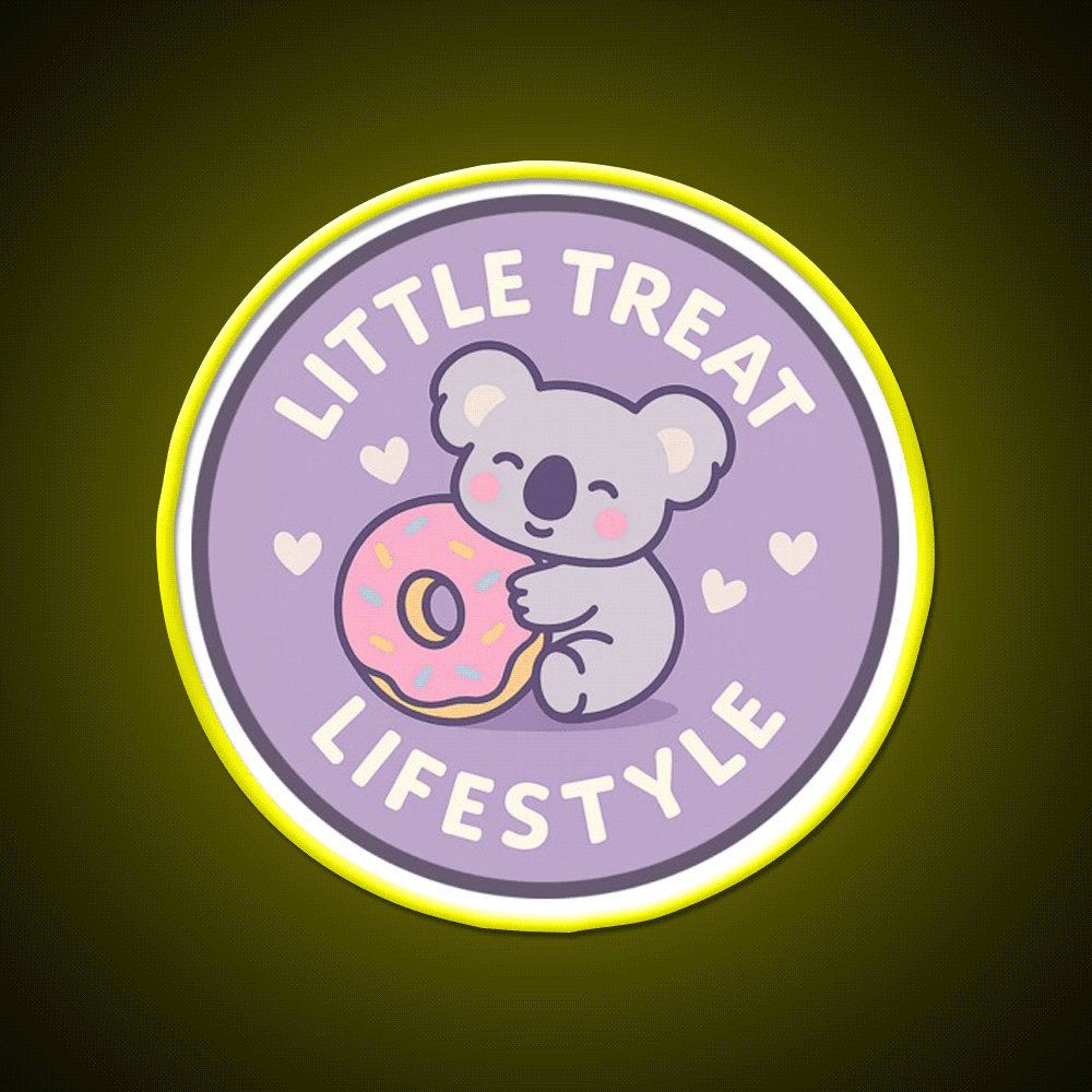 Little Treat Lifestyle Koala With Donut Snack Food Led Neon Sign Rgb Color - Custom LED neon sign front view