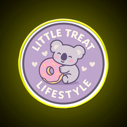 Little Treat Lifestyle Koala With Donut Snack Food Led Neon Sign Rgb Color - Custom LED neon sign front view