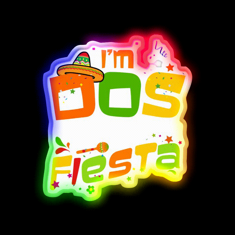 Little Twosday I Am Dos Taco 2Nd Birthday Gift Print Taco Led Neon Sign Rgb Color - LED neon sign close-up detail